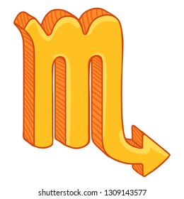 Vector Single Golden Cartoon Zodiac Sign - Scorpio