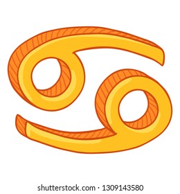 Vector Single Golden Cartoon Zodiac Sign - Cancer