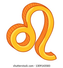 Vector Single Golden Cartoon Zodiac Sign - Leo