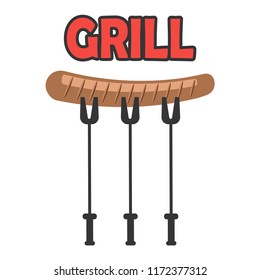 Vector Single Grill Sausage Icon Isolated on White Background