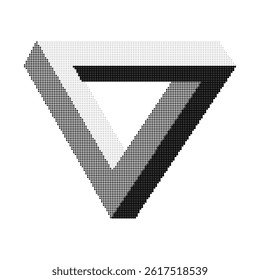 Vector single half tone impossible triangle icon isolated on white background.