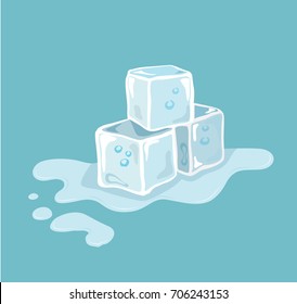 Vector of single Ice cube on water surface