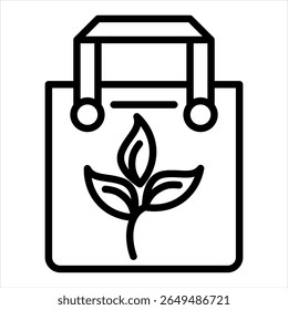 Vector Single icon of ECO Friendly Reusable Shopping bag With Leaf symbol 