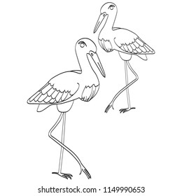 Vector single icon with image of storks