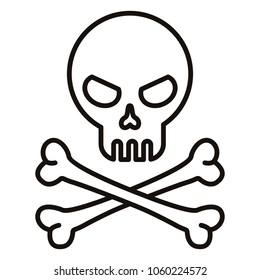 Vector Single Icon - Skull with Crossed Bones. Pirates Symbol.