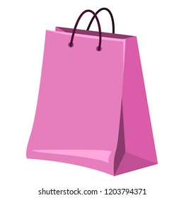 Vector Single Illustration - Pink Shopping Bag on White Background