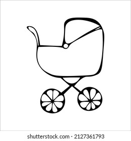 imagen vectorial de un coche de bebé al estilo de doodle 