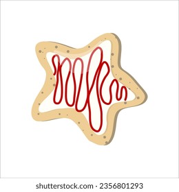 Vector single image of a cookie in the shape of a star. Stock vector clipart in color.