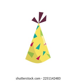  Vector single image of a festive yellow birthday cap in flat style