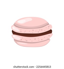 Vector single image macaroon cake, pink color, in cartoon style.