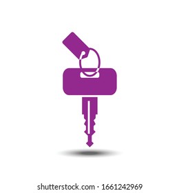 Vector single key icon design, 64x64 Pixel perfect icon, small shadow on white isolated background