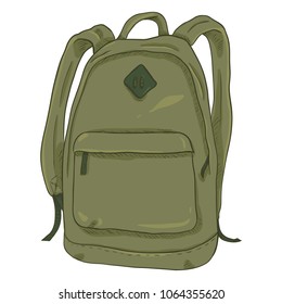 Vector Single Khaki Cartoon Casual Urban Style Backpack