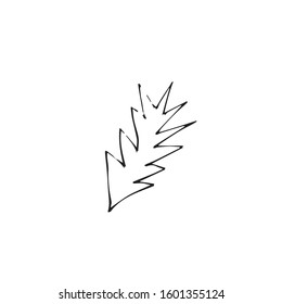 Vector single leaves hand drawn. A simple illustration of a doodle in black line art on a white isolated background. Design for prints, wrapping paper, wallpaper, packaging, cards and coloring.