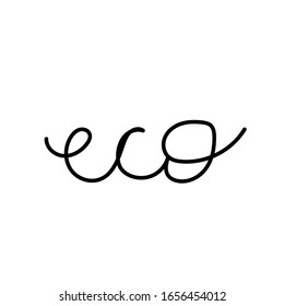 Vector single lettering eco. Ecological illustration doodle black line on a white isolated background. Design for social media, web, cards, textiles, wrapping paper, packaging, prints, coloring.