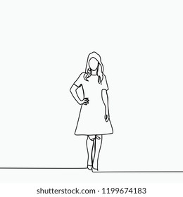 Vector single line art of a beauty women waiting for you.