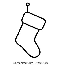 Vector Single Line Icon - Isolated Christmas Sock