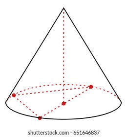 Vector Single Line Illustration - Cone on White Background