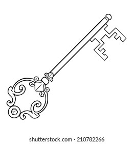 Vector Single Lineart Antique Key