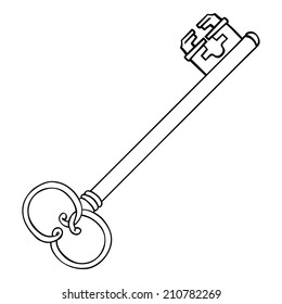 Vector Single Lineart Antique Key