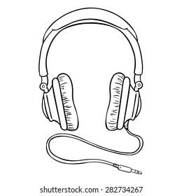 Vector Single Lineart Circumaural Headphones with Wire