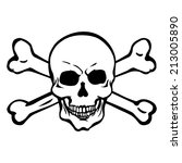 Vector Single Lineart Skull with Cross Bones