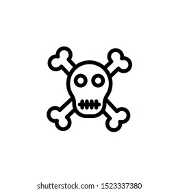 Vector Single Lineart Skull with Cross Bones