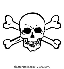 Vector Single Lineart Skull with Cross Bones