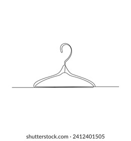 Vector Single liner art drawing of a clothes hanger isolated on white background