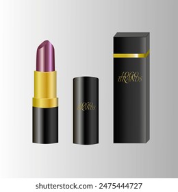 Vector single lipstick for advertising make up its can also editable