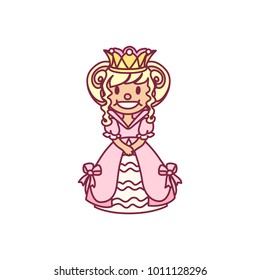 vector single Little Princess in crown poster art. Cute queen, sweet girl print.