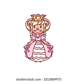 vector single Little Princess in crown poster art. Cute queen, sweet girl print. Simple nursery wall baby decor. Color illustration, trendy flat style. Children graphic isolated on white background 08