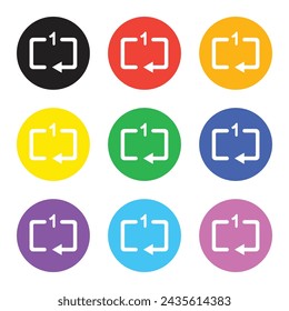 vector single loop icon button in multiple colours collection for media music player