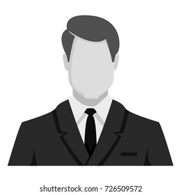 Vector Single Monochrome Flat Icon - Businessman in Suit