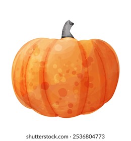 Vector single orange pumpkin. Watecolor illustration for thanksgiving design