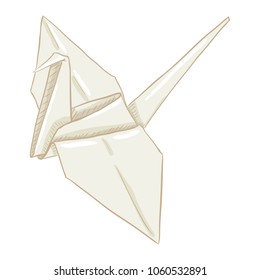 Vector Single Origami White Paper Crane Artwork