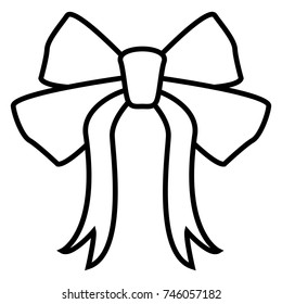 Vector Single Outline Bow Icon on White Background