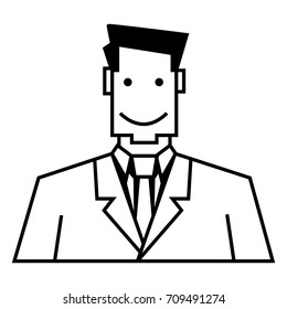 Vector Single Outline Icon - Businessman in Suit