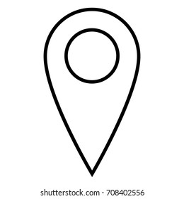 Vector Single Outline Icon - Map Pointer on White Background