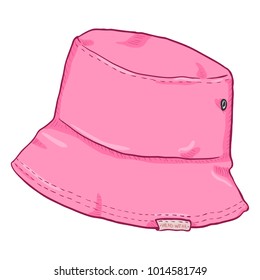 Vector Single Pink Cartoon Bucket Hat. Urban Street Style.