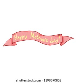 Vector Single Pink Ribbon with Text - Happy Mothers Day
