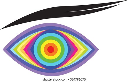 Vector of single rainbow eye isolated on white background