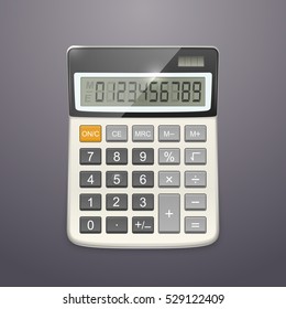 Vector single realistic calculator, top view