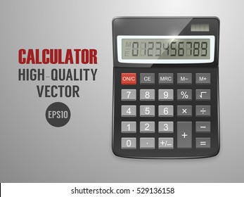 Vector single realistic calculator, top view