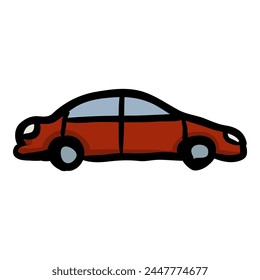 Vector Single Red Car Doodle Icon