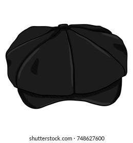 Vector Single Retro Black Cap. Old Fashioned Style Head wear.