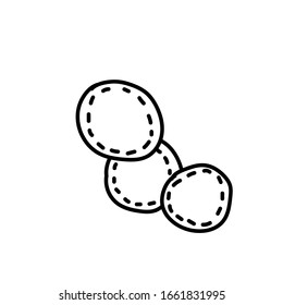Vector single reusable cotton pads. Ecological illustration doodle black line on a white isolated background. Design for social media,web, cards, textiles,wrapping paper,packaging, prints,coloring.