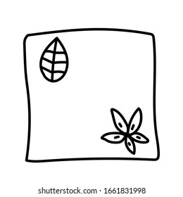 Vector single reusable scarf. Ecological illustration doodle black line on a white isolated background. Design for social media, web, cards, textiles, wrapping paper, packaging, prints, coloring.