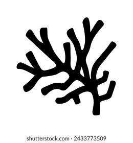 Vector single sea coral. Doodle illustrations. Hand drawn, not AI