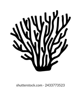 Vector single sea coral. Doodle illustrations. Hand drawn, not AI