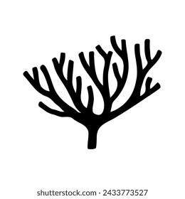 Vector single sea coral. Doodle illustrations. Hand drawn, not AI